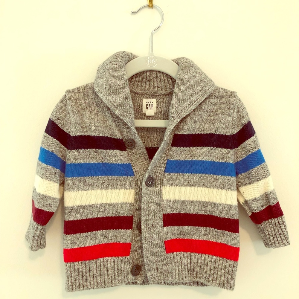 Baby Gap Boys Gray Striped Sweater 6-12 Months